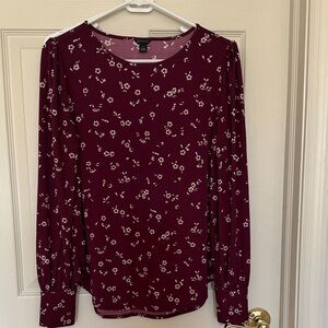 Thread & Supply Burgundy Long-Sleeve Floral Top